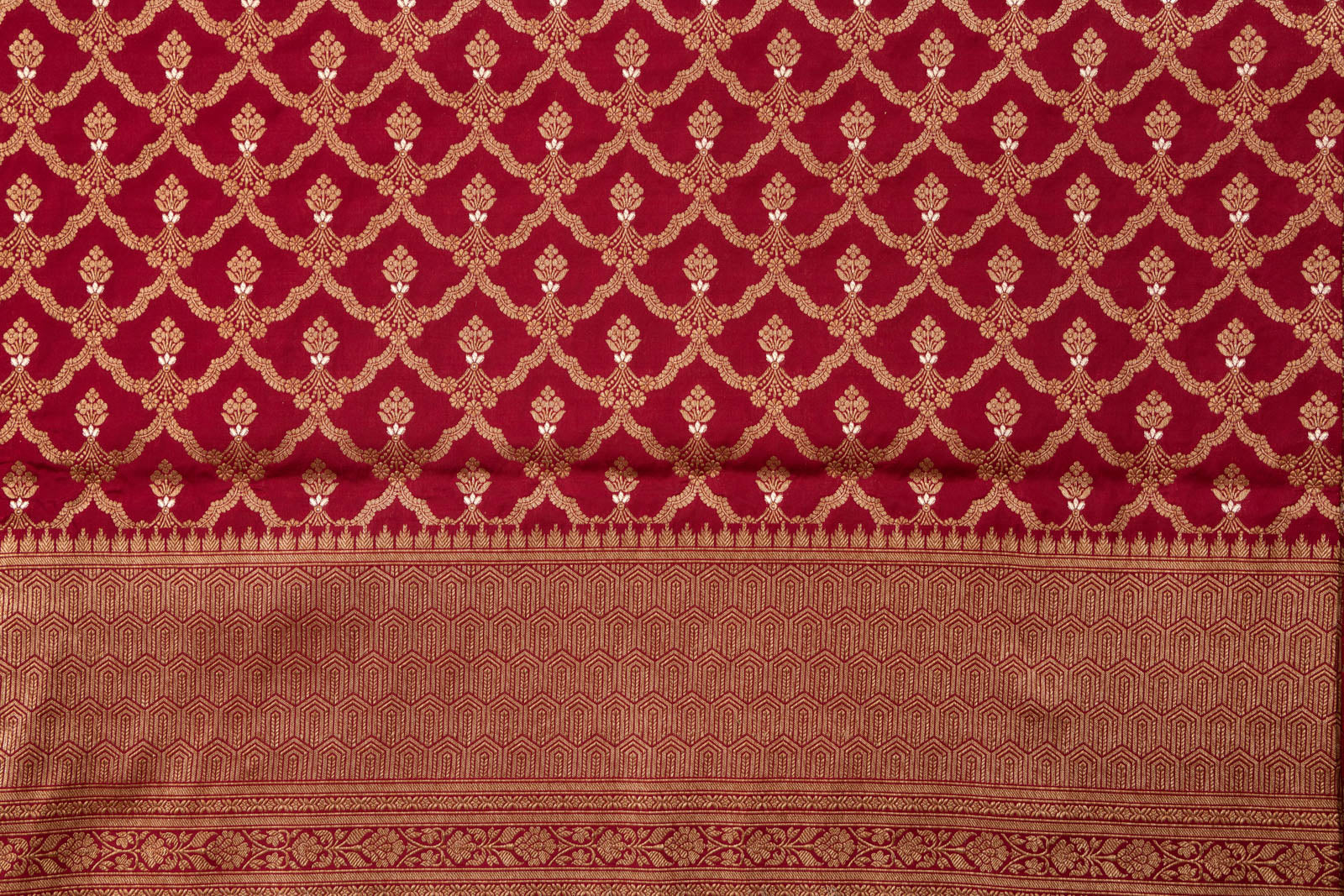 Maroon Handwoven Banarasi Silk Fabric