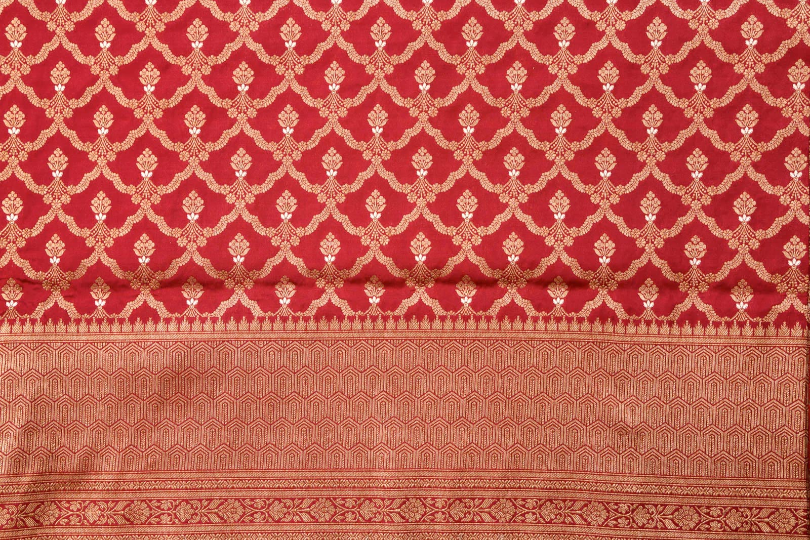 Maroon Handwoven Banarasi Silk Fabric