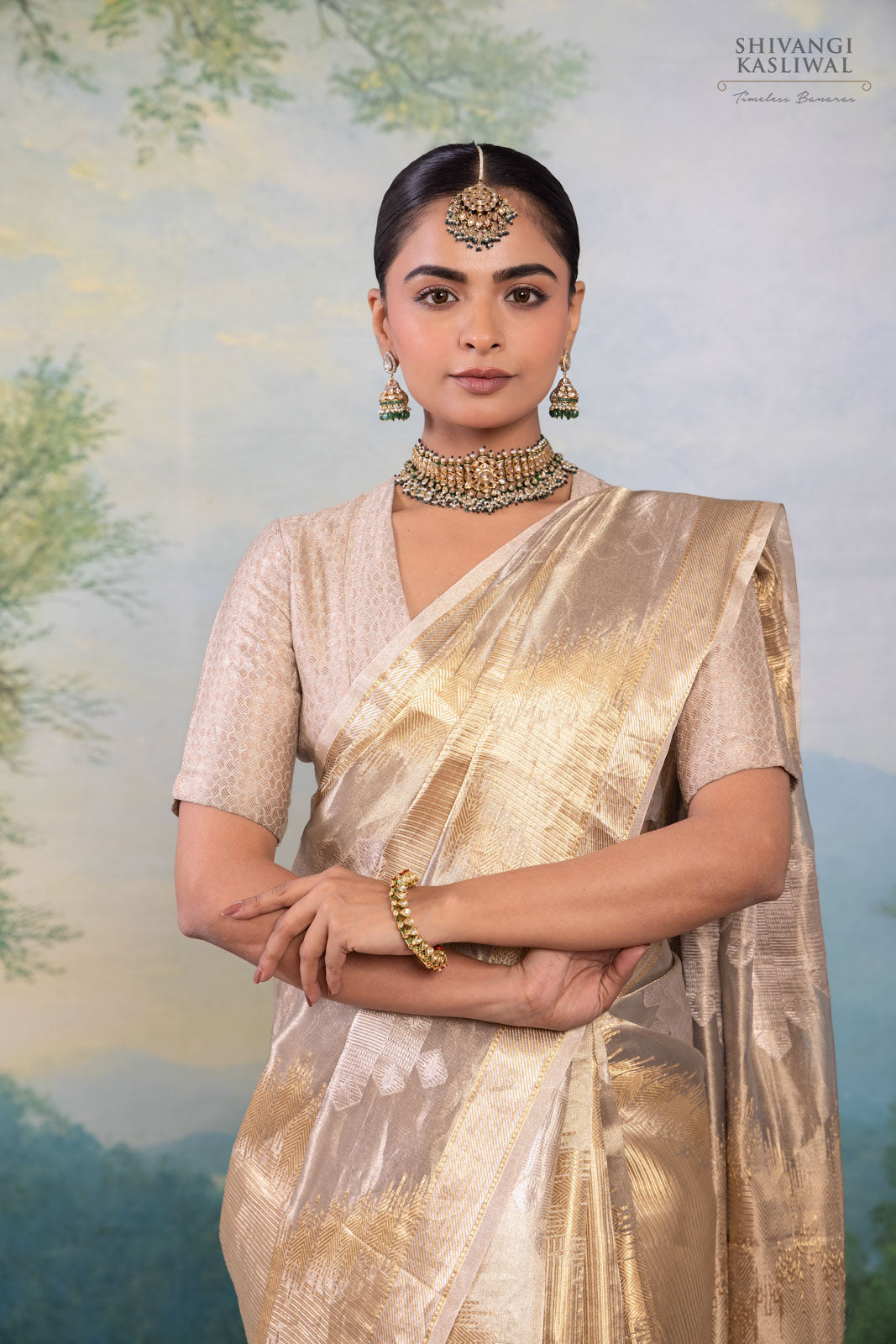 Grey Handwoven Banarasi Tissue Silk Saree