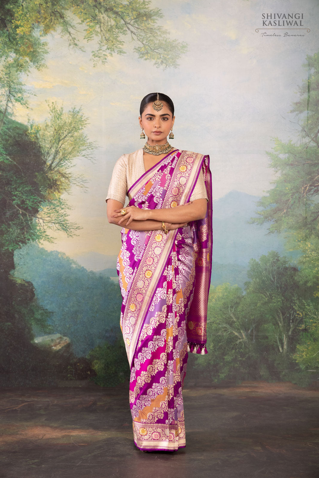 Multicolor Rangkat Handwoven Banarasi Kadhua Silk Saree