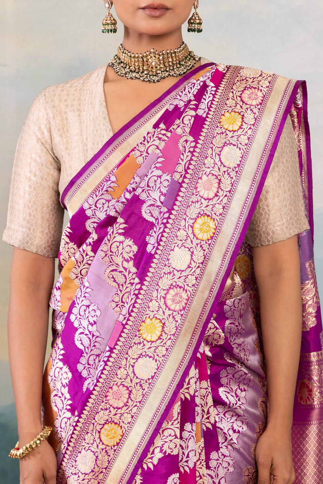 Multicolor Rangkat Handwoven Banarasi Kadhua Silk Saree
