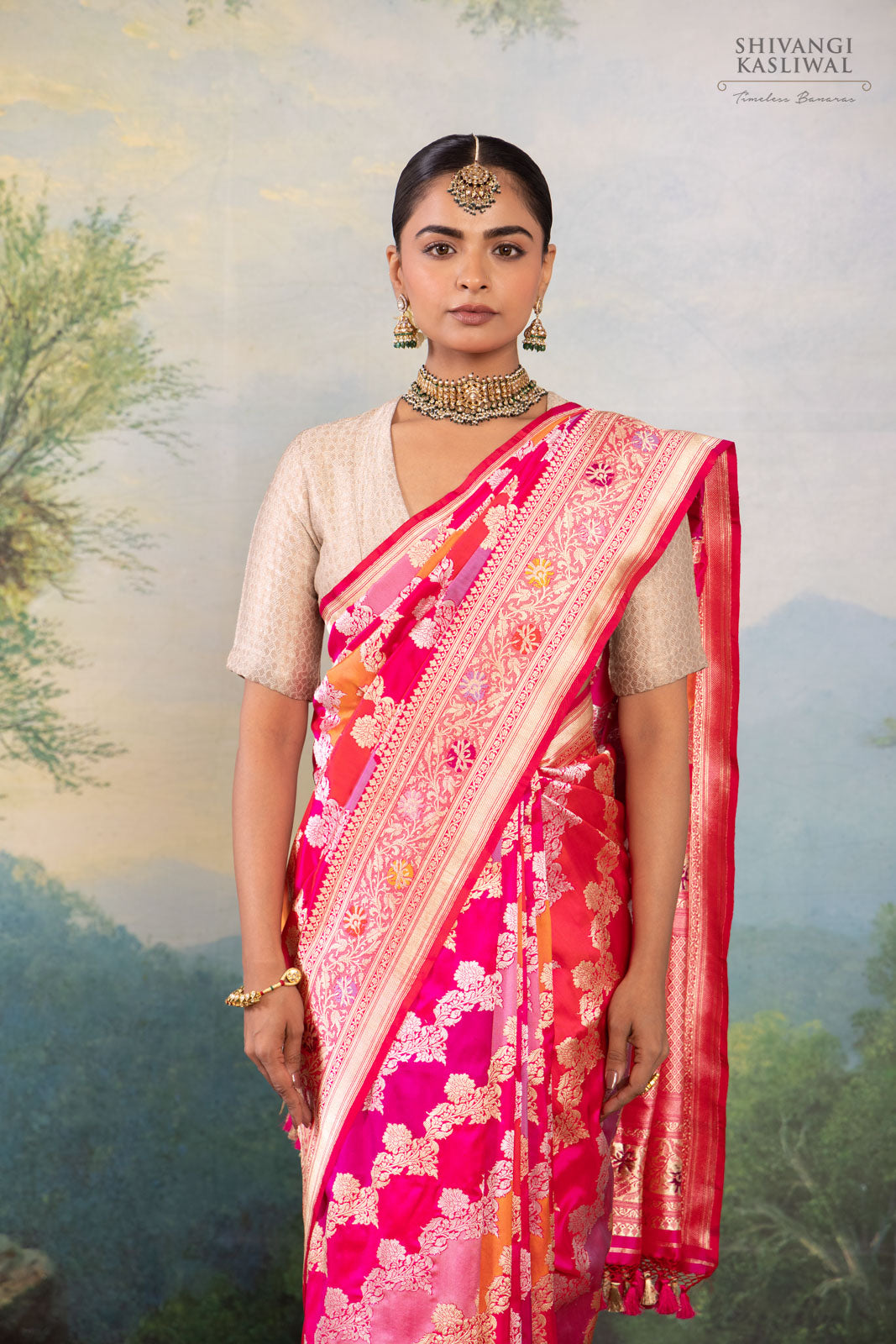 Multicolor Rangkat Handwoven Banarasi Kadhua Silk Saree