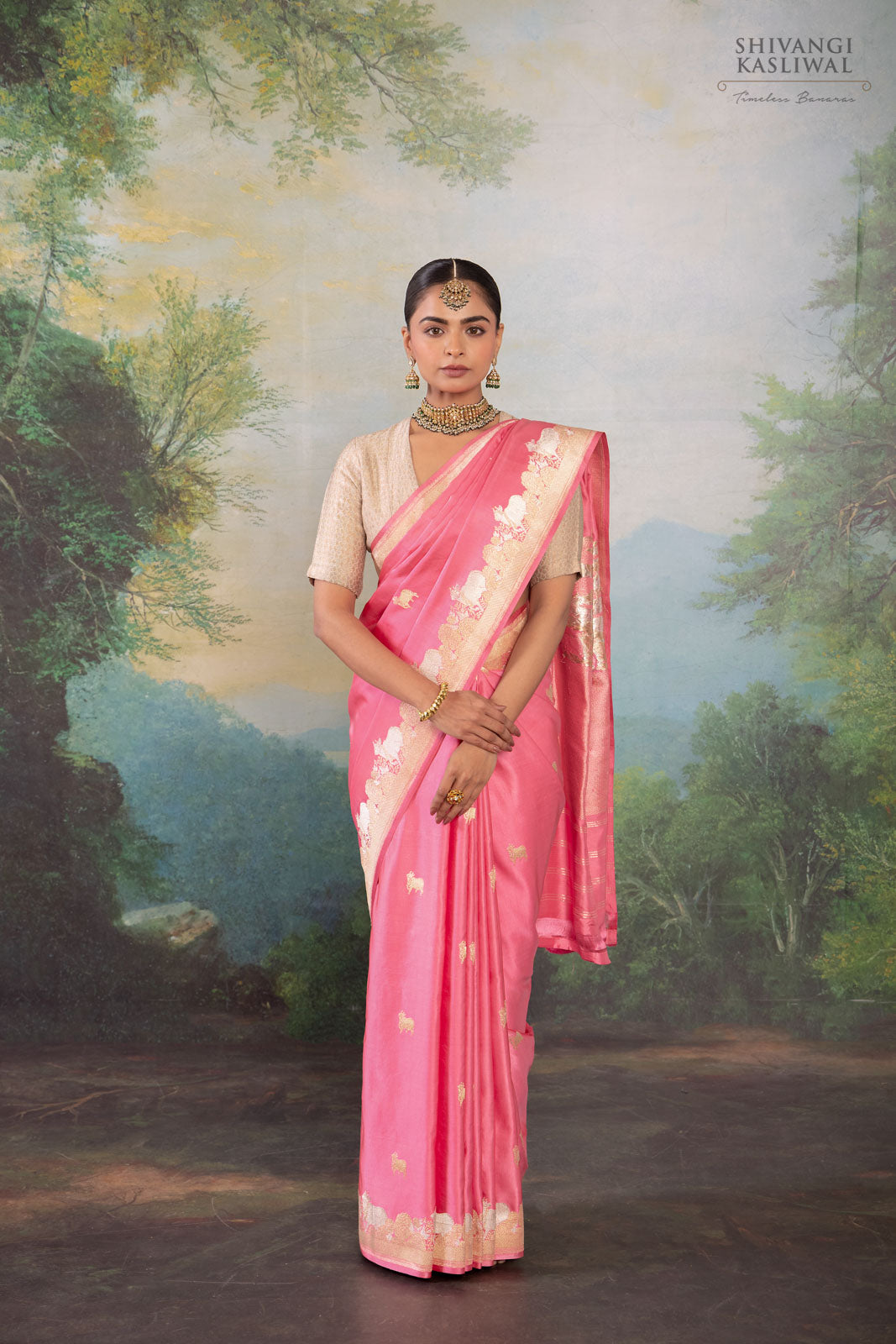 Pink Handwoven Banarasi Kadhua Silk Saree