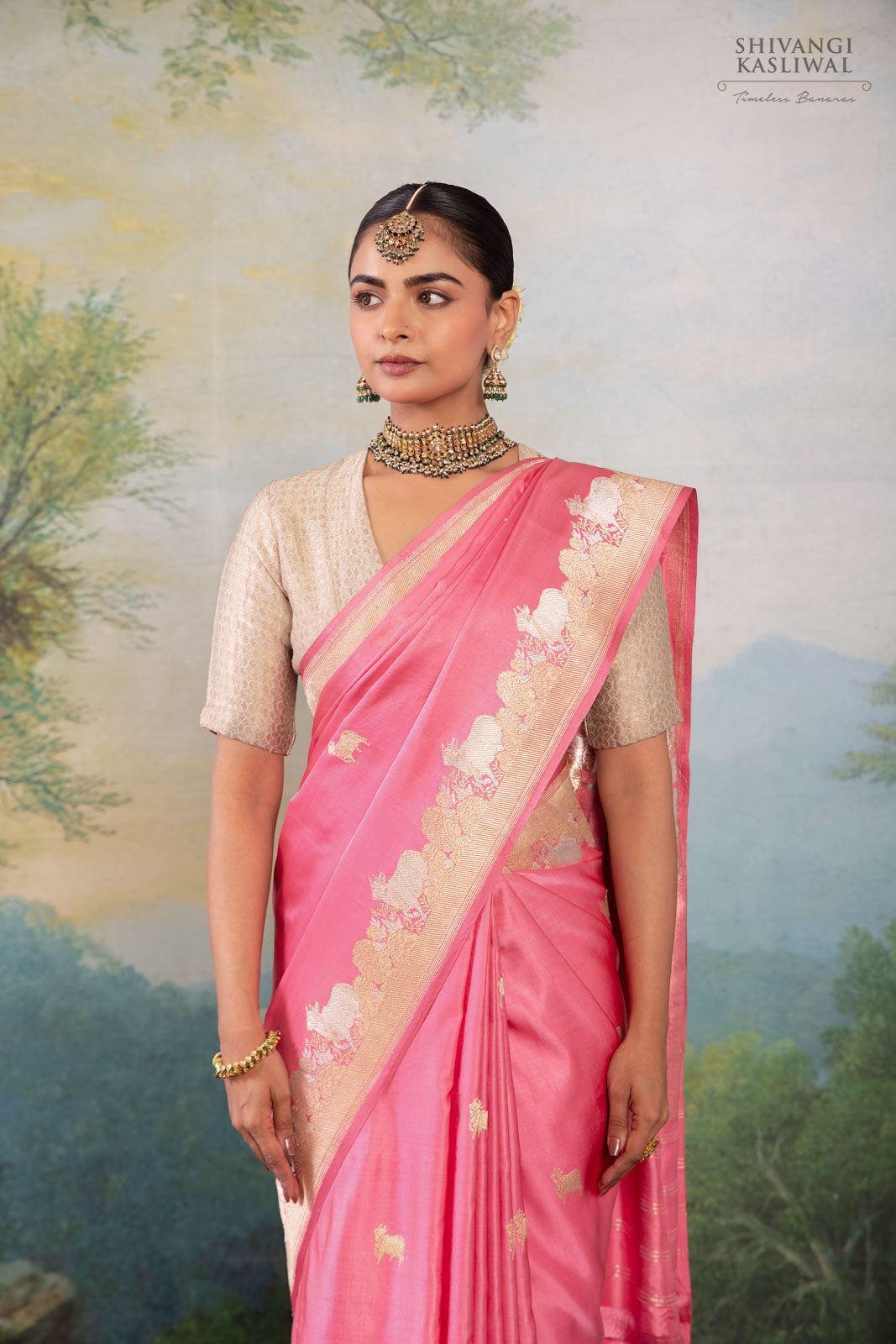 Pink Handwoven Banarasi Kadhua Silk Saree
