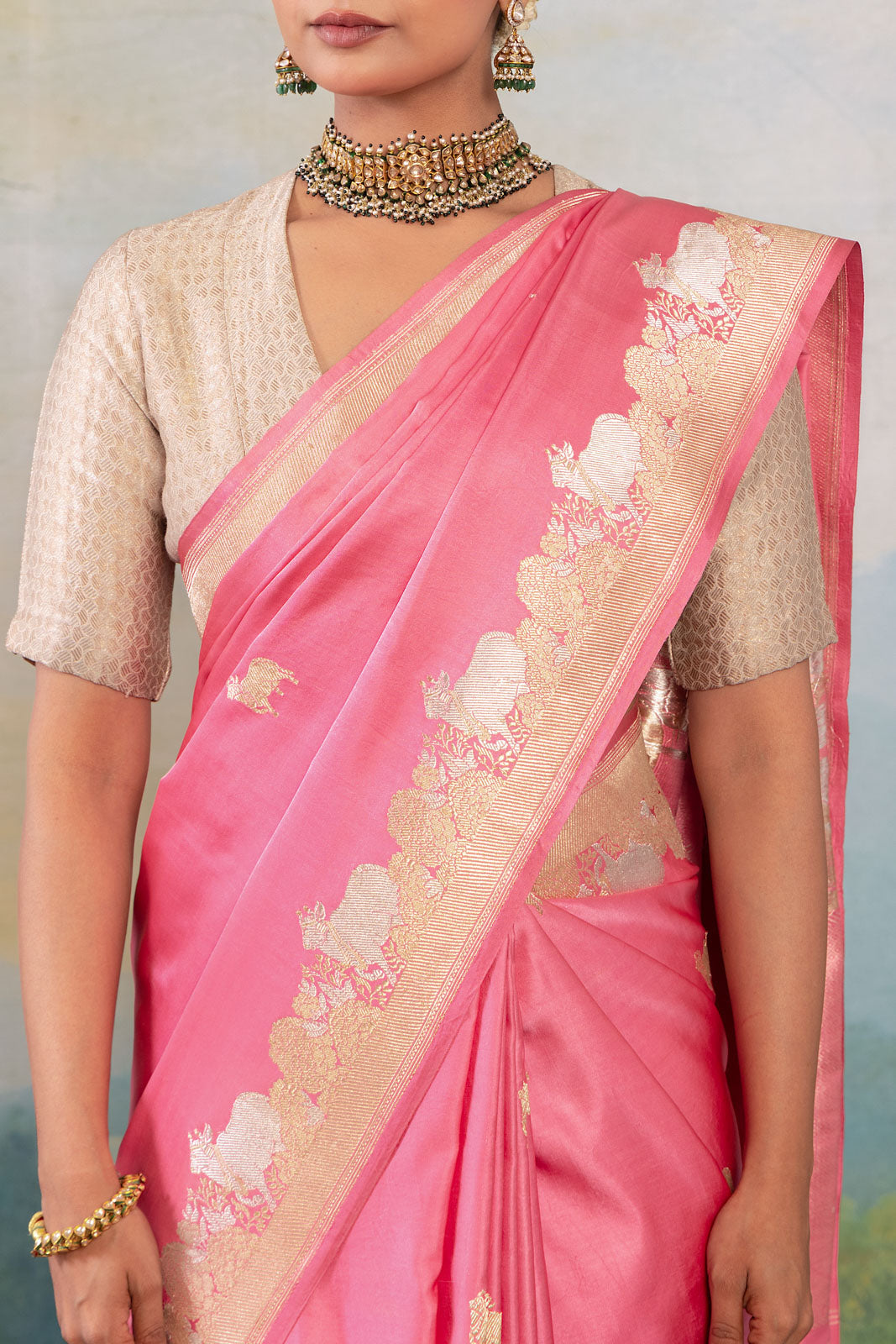 Pink Handwoven Banarasi Kadhua Silk Saree