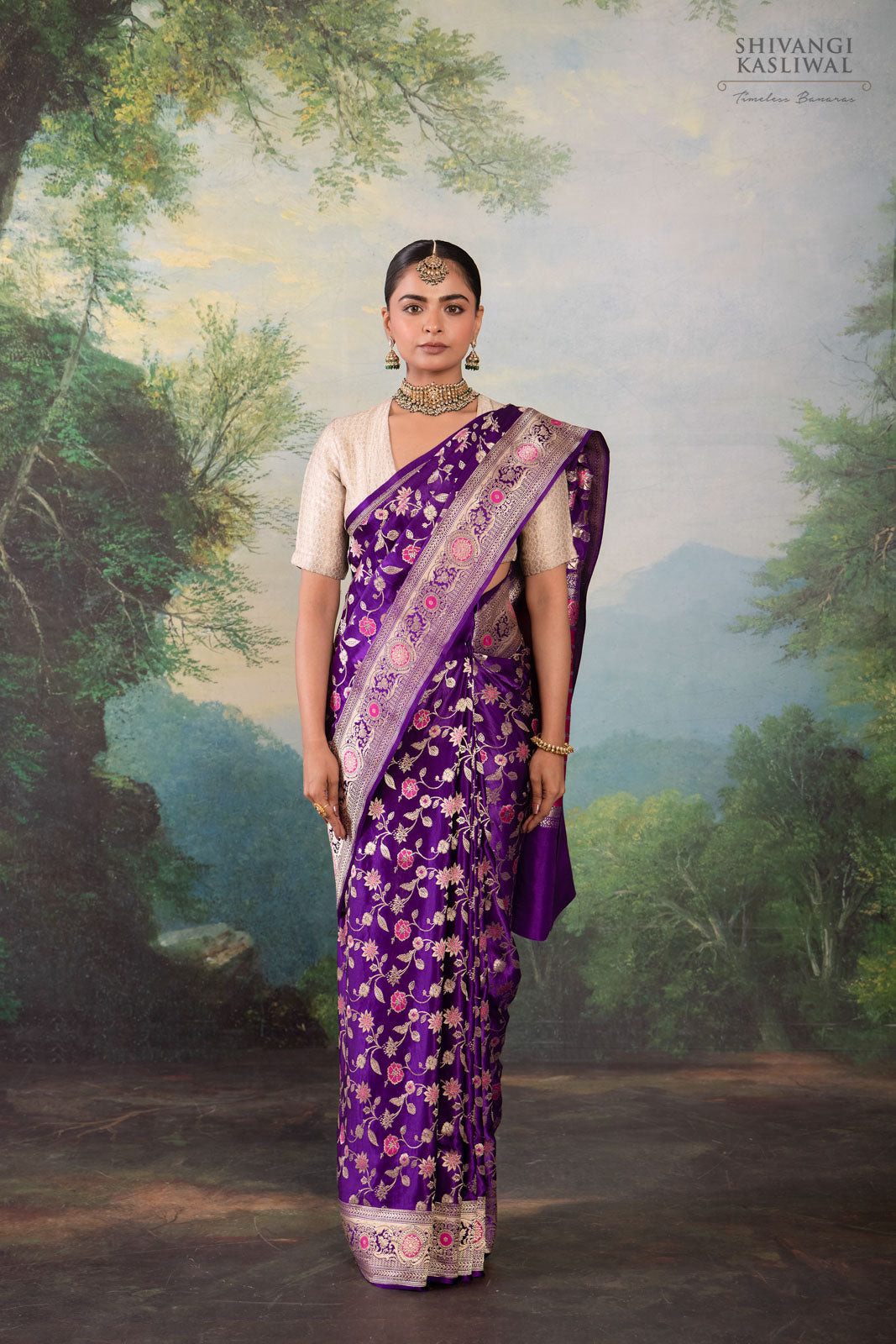 Purple Handwoven Banarasi Kadhua Silk Saree