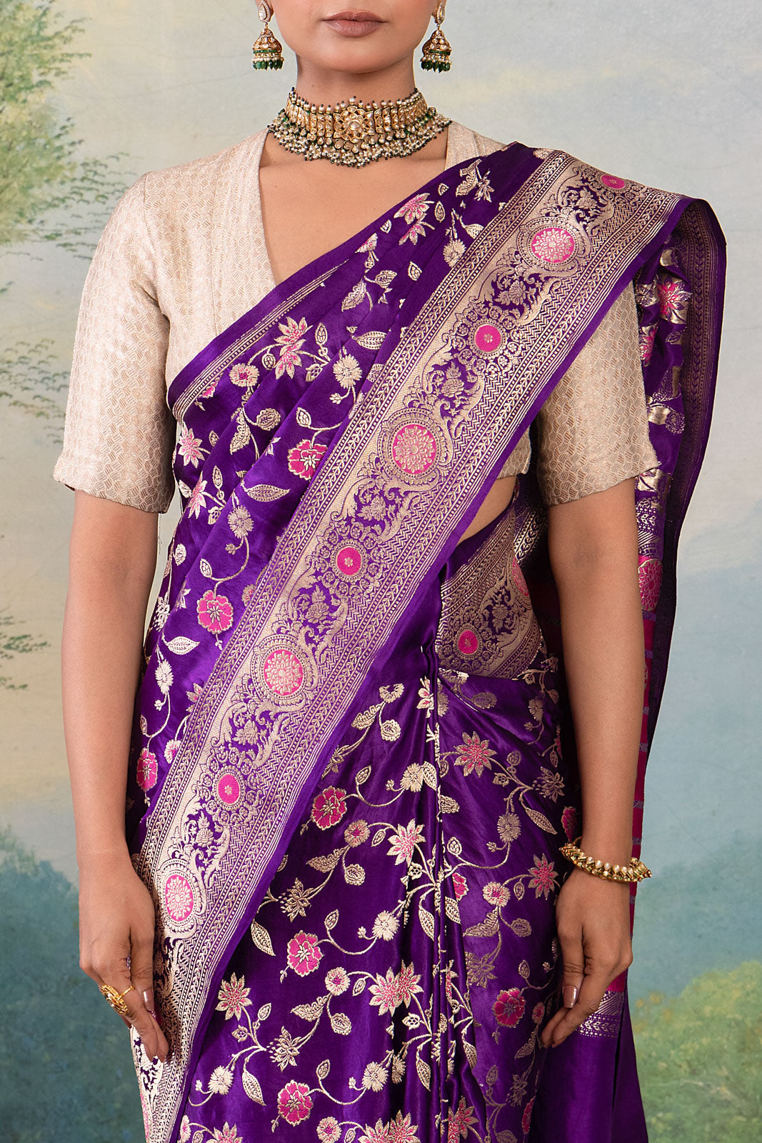 Purple Handwoven Banarasi Kadhua Silk Saree