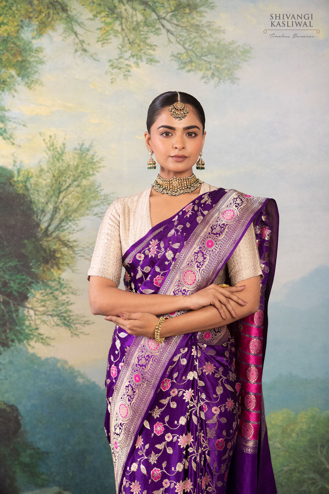 Purple Handwoven Banarasi Kadhua Silk Saree