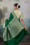 Bottle Green Handwoven Banarasi Kadhua Silk Saree
