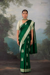 Bottle Green Handwoven Banarasi Kadhua Silk Saree