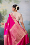 Fuchsia Pink Handwoven Banarasi Kadhua Silk Saree