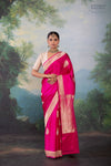 Fuchsia Pink Handwoven Banarasi Kadhua Silk Saree