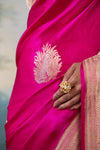 Fuchsia Pink Handwoven Banarasi Kadhua Silk Saree