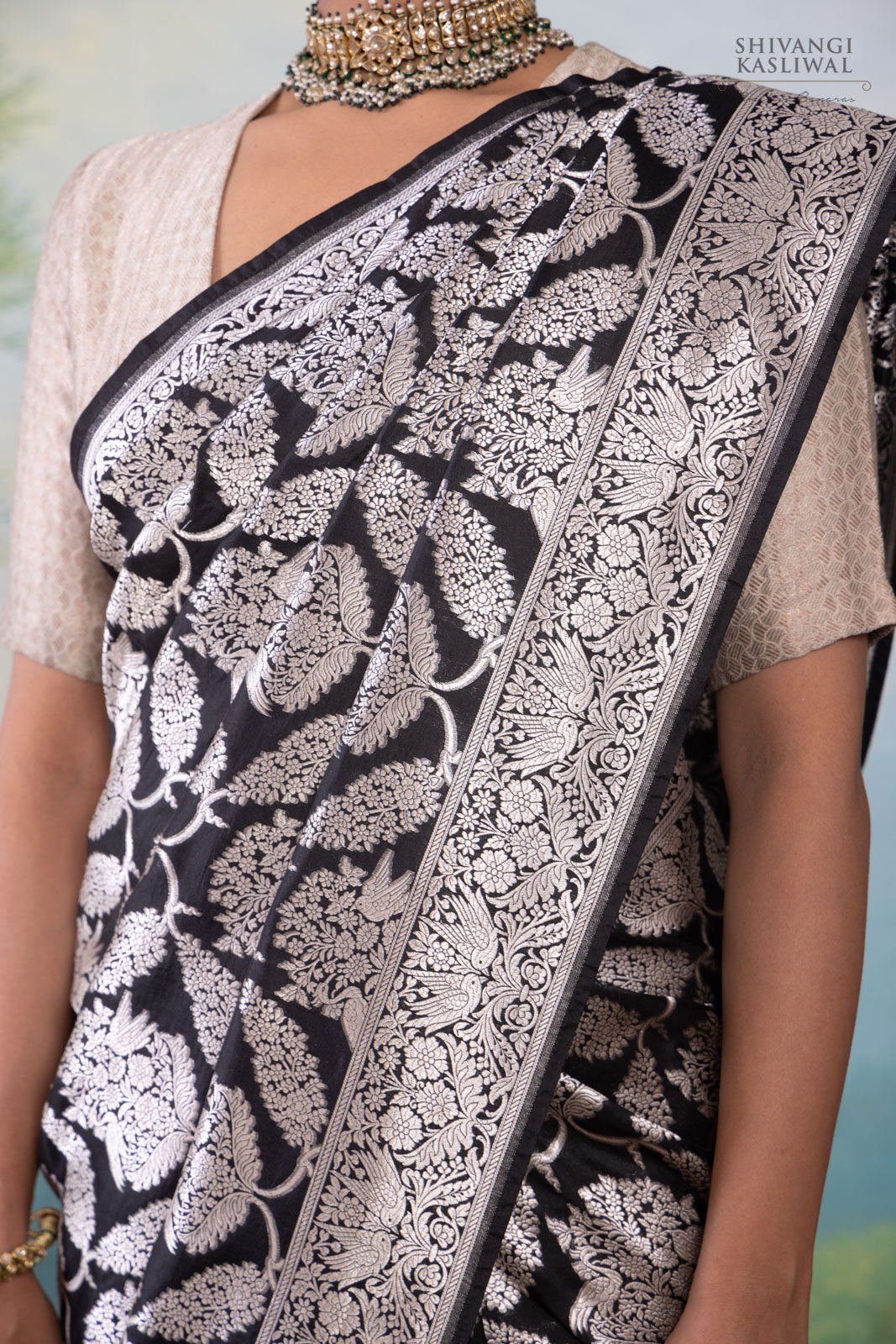 Black Handwoven Banarasi Silk Saree