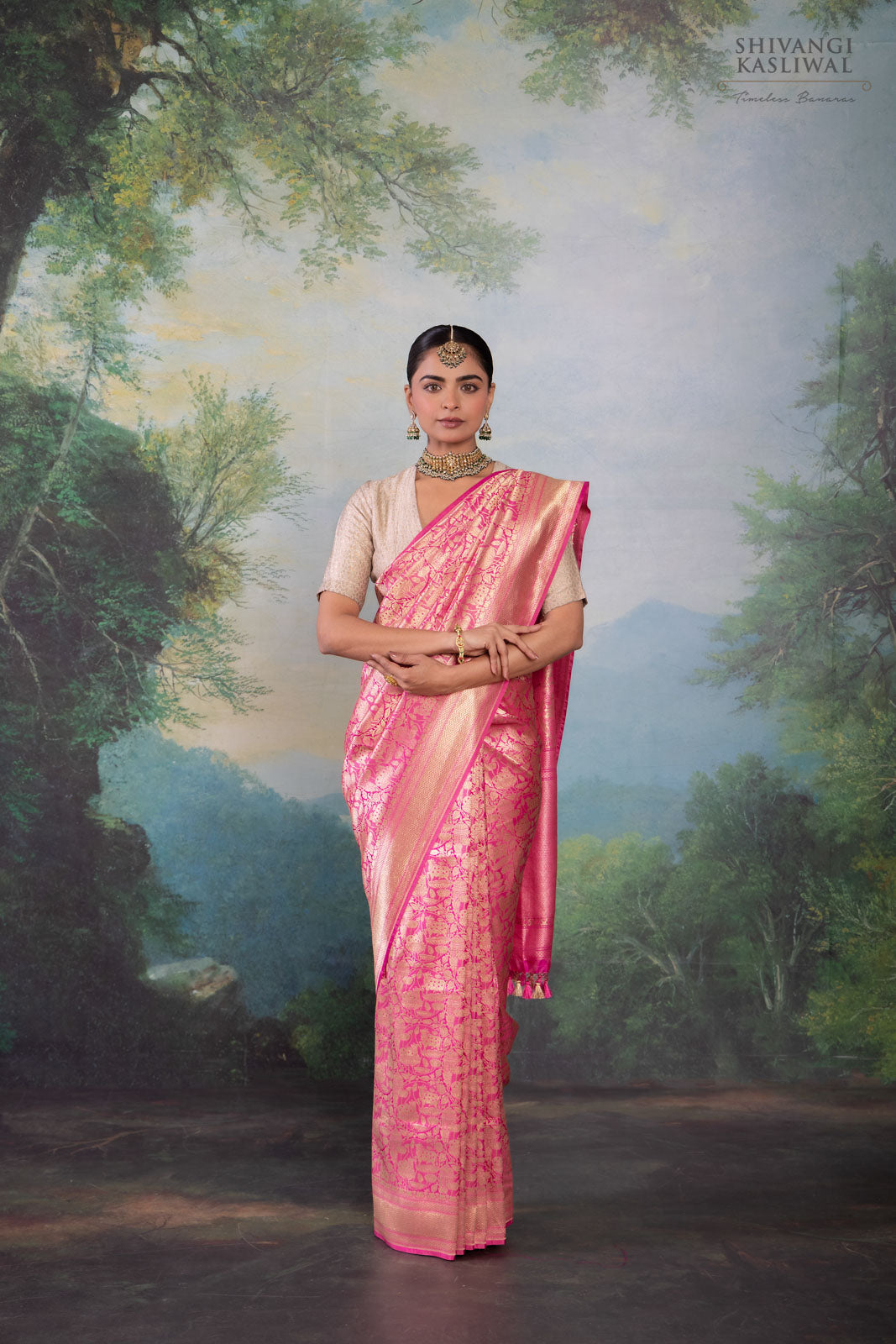Pink Handwoven Banarasi Silk Saree