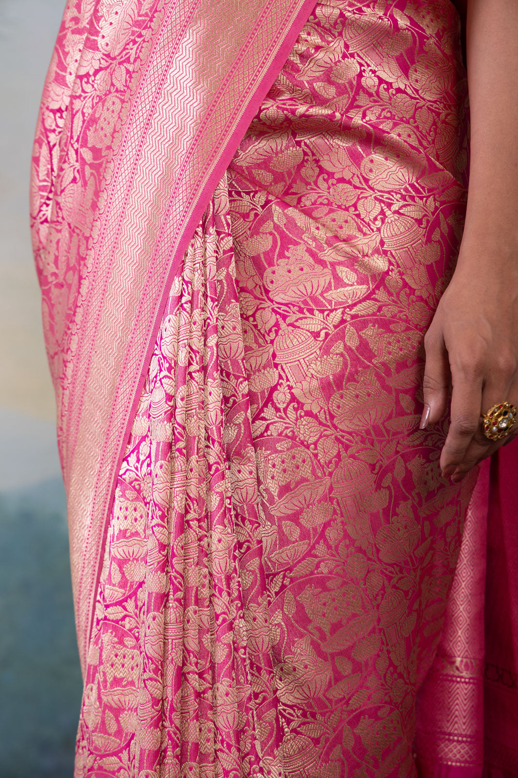 Pink Handwoven Banarasi Silk Saree