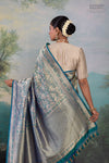 Blue Dual Tone Handwoven Banarasi Silk Saree