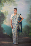 Blue Dual Tone Handwoven Banarasi Silk Saree