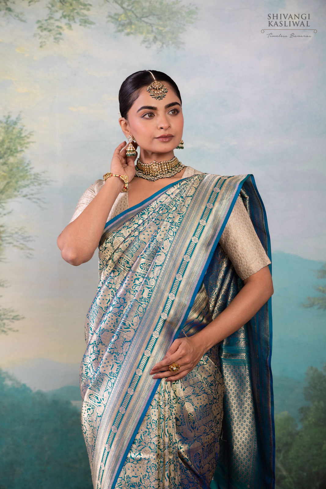 Blue Dual Tone Handwoven Banarasi Silk Saree