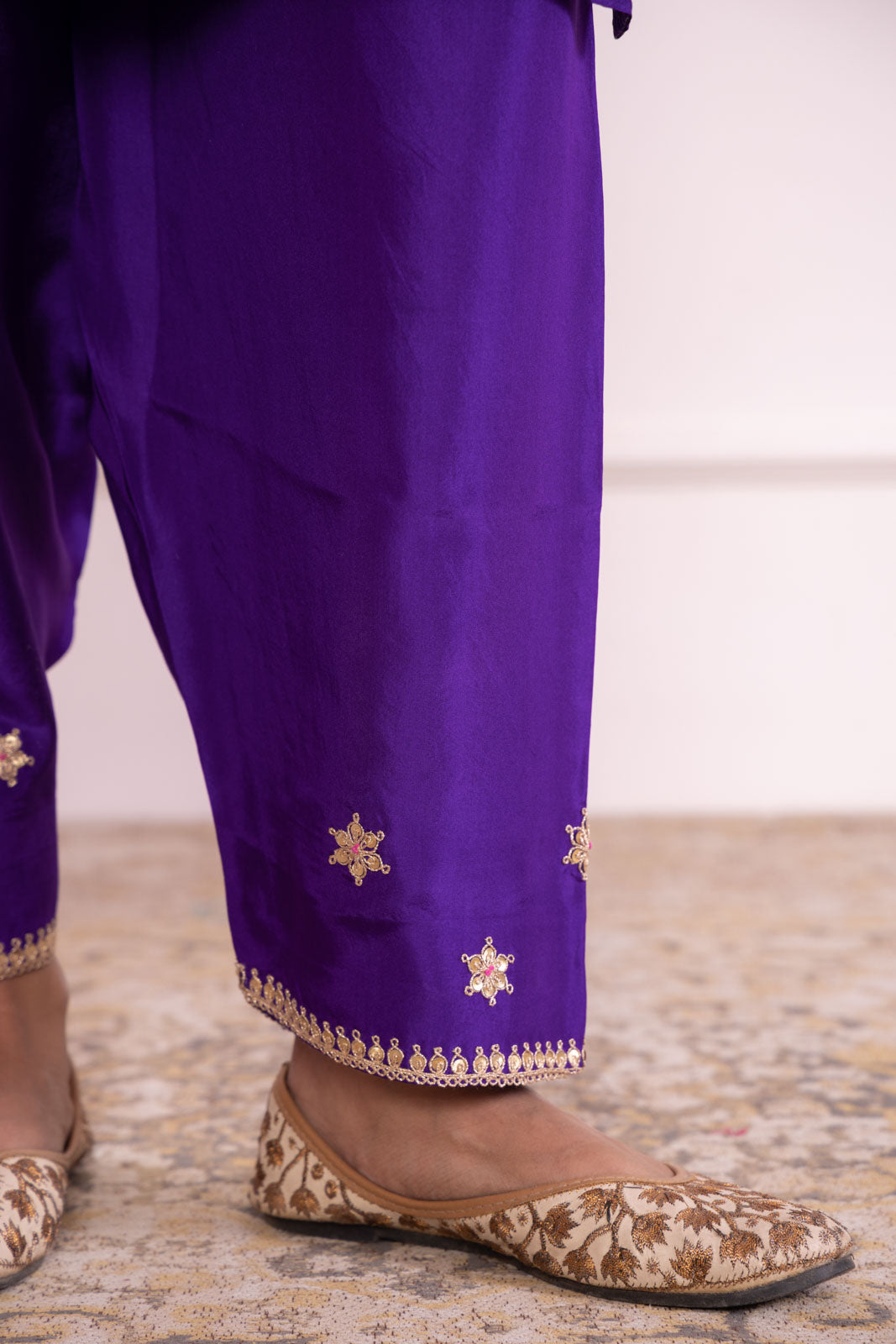 Purple Banarasi Chiniya Silk Kurta with Leheriya Dupatta