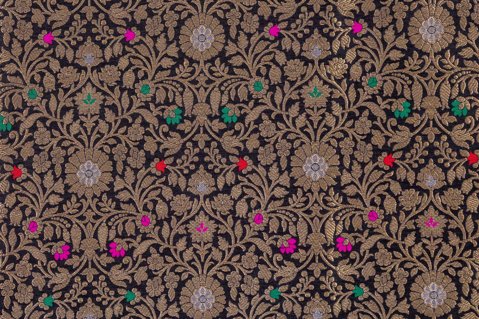 Black Handwoven Banarasi Brocade Fabric