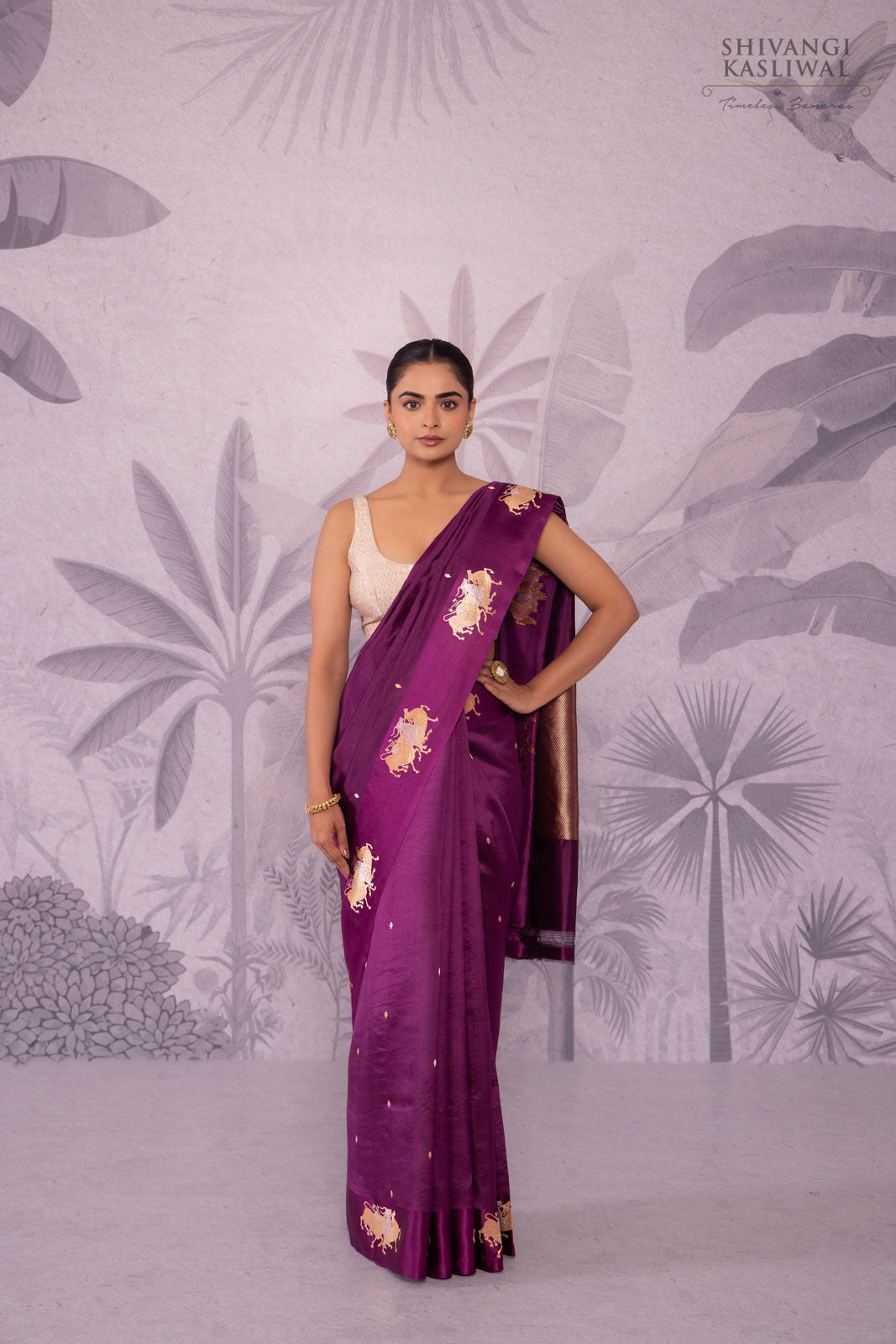 Wine Handwoven Banarasi Pure Silk Saree