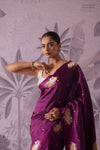 Wine Handwoven Banarasi Pure Silk Saree