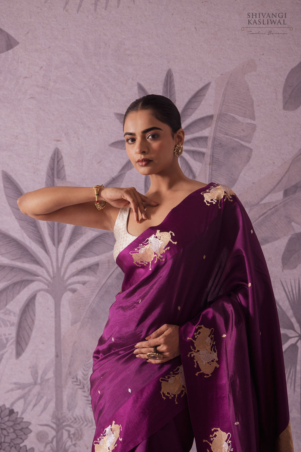 Wine Handwoven Banarasi Pure Silk Saree