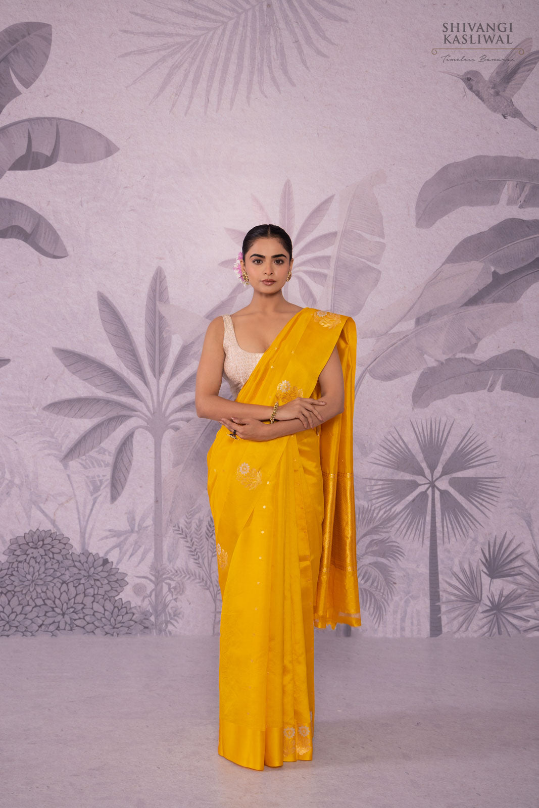 Yellow Handwoven Banarasi Pure Silk Saree