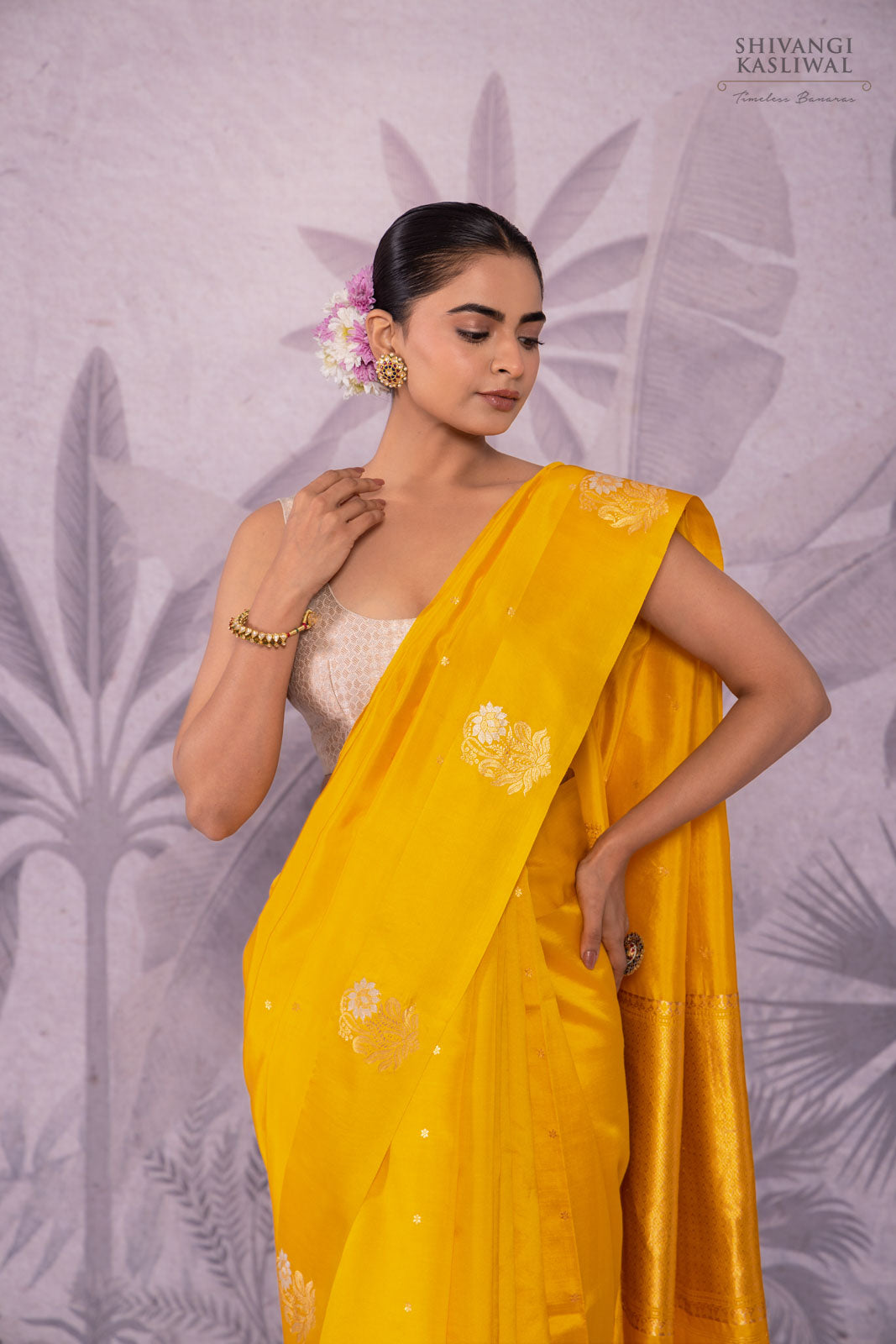 Yellow Handwoven Banarasi Pure Silk Saree