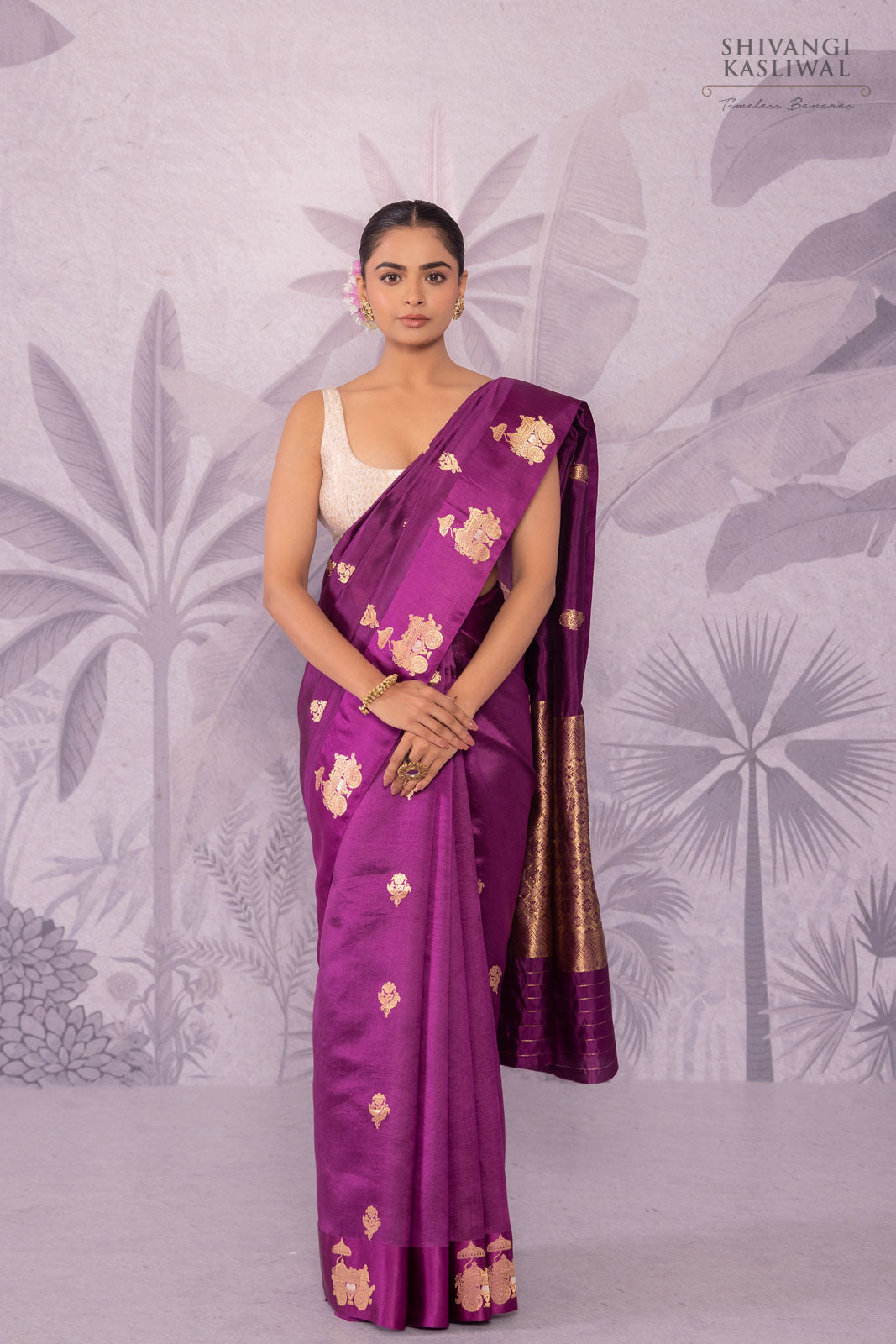 Magenta Pink Handwoven Banarasi Pure Silk Saree