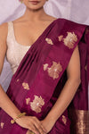 Wine Handwoven Banarasi Pure Silk Saree