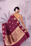 Wine Handwoven Banarasi Pure Silk Saree