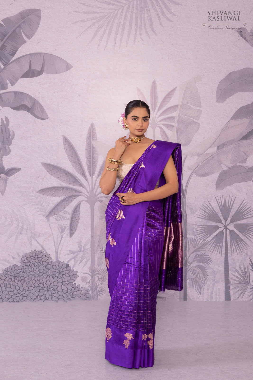 Purple Handwoven Banarasi Pure Silk Saree