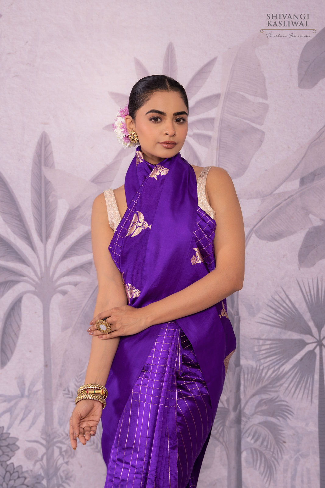 Purple Handwoven Banarasi Pure Silk Saree
