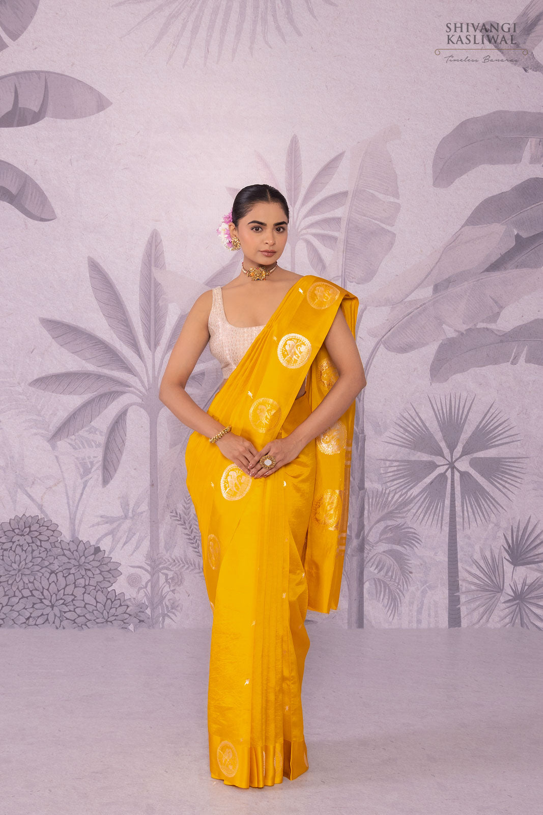 Yellow Handwoven Banarasi Pure Silk Saree