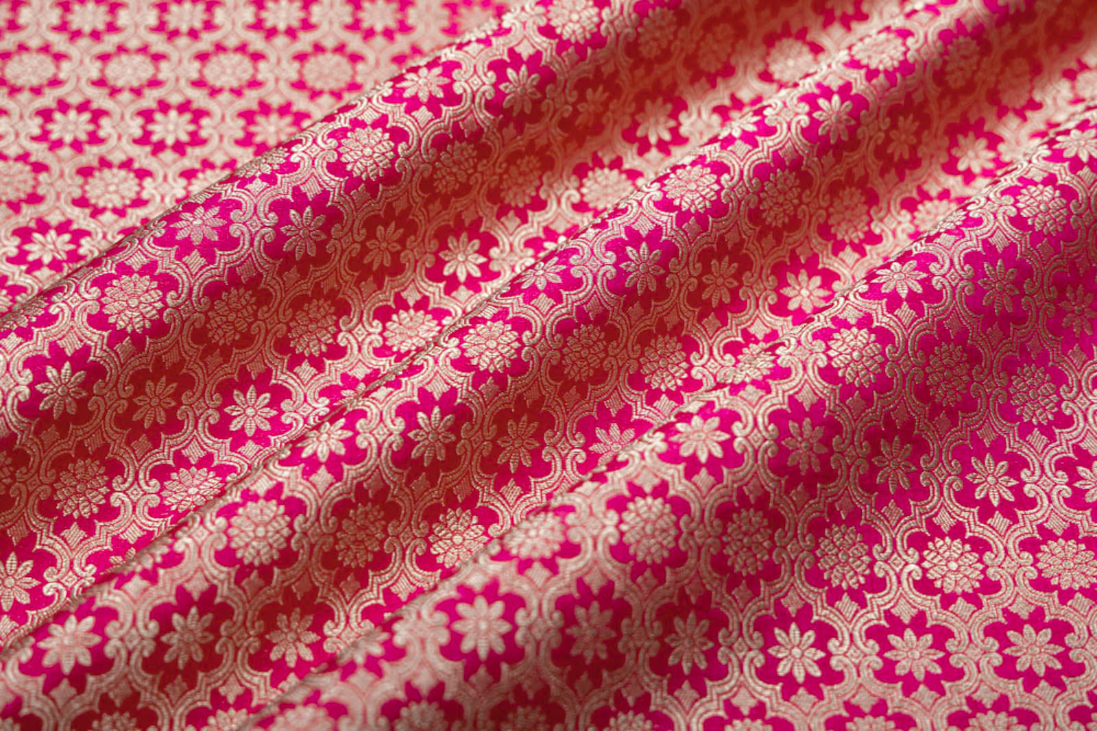 Pink Handwoven Banarasi Brocade Fabric