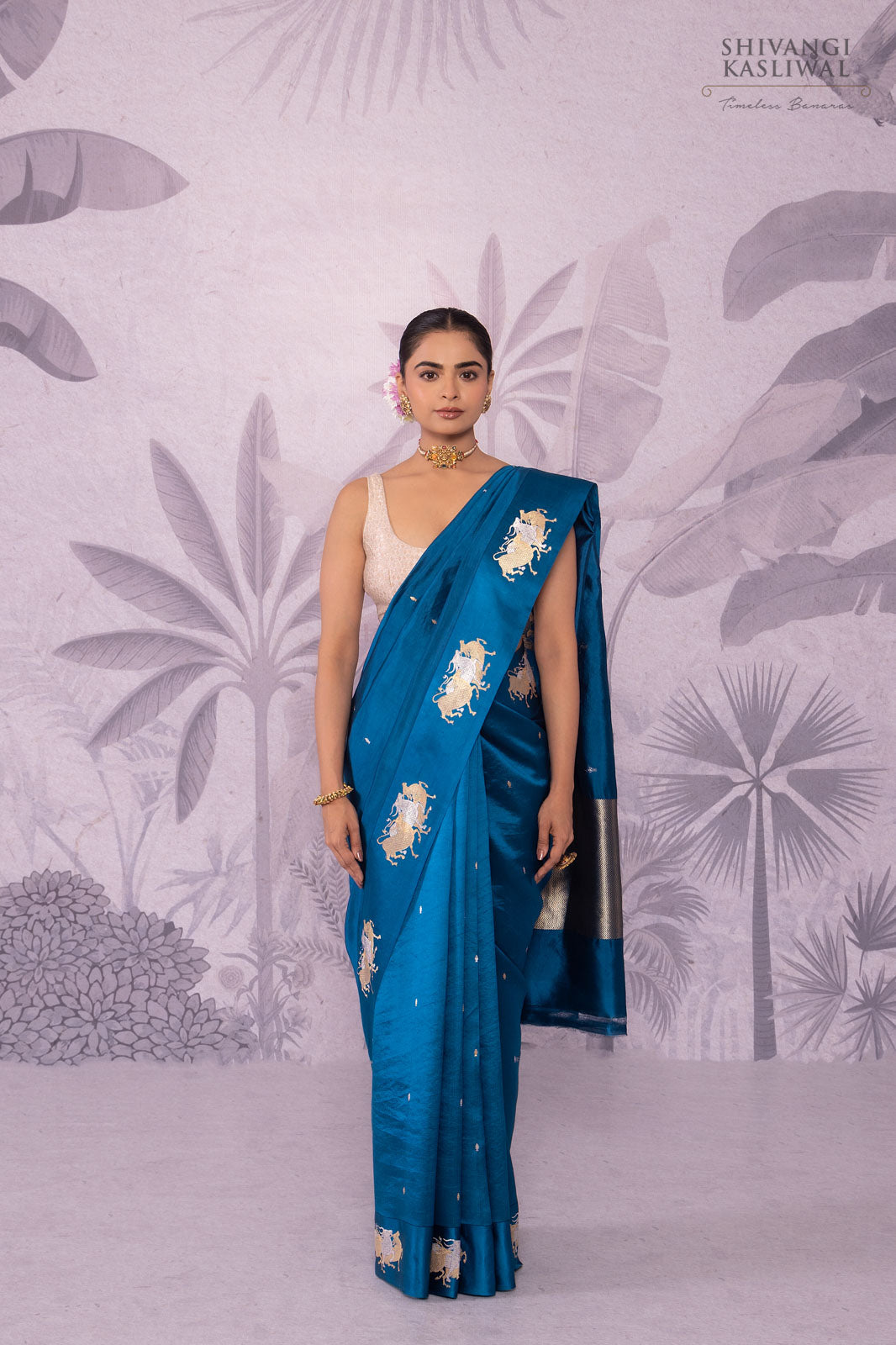 Peacock Blue Handwoven Banarasi Pure Silk Saree