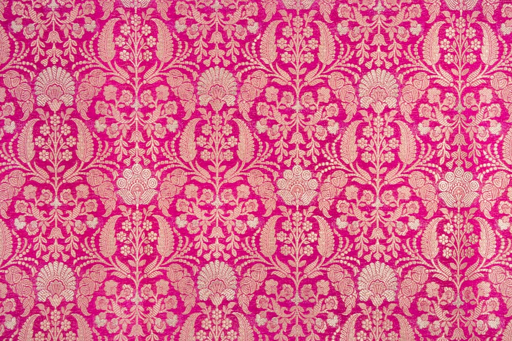 Fuchsia Pink Handwoven Banarasi Brocade Fabric
