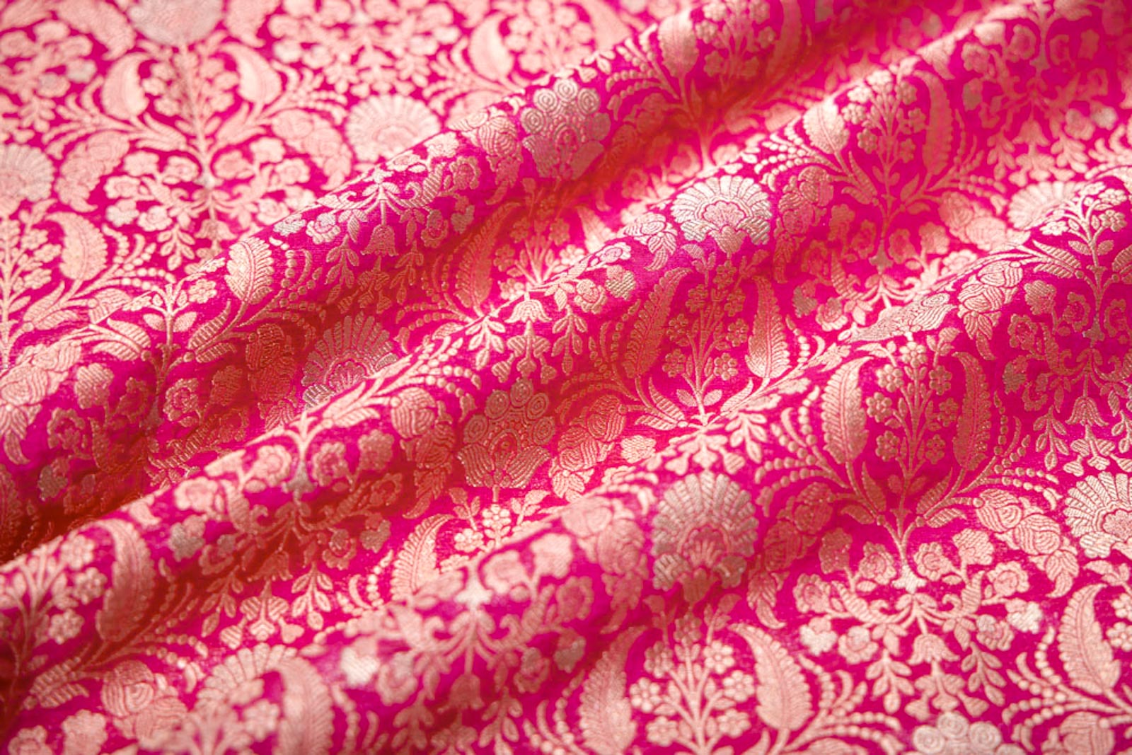 Fuchsia Pink Handwoven Banarasi Brocade Fabric