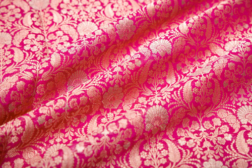 Fuchsia Pink Handwoven Banarasi Brocade Fabric
