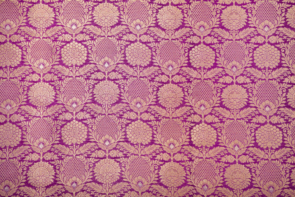 Magenta Pink Handwoven Banarasi Brocade Fabric
