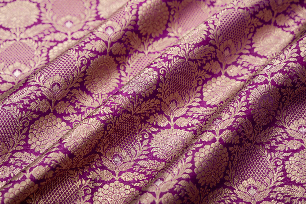Magenta Pink Handwoven Banarasi Brocade Fabric