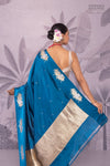 Peacock Blue Handwoven Banarasi Pure Silk Saree
