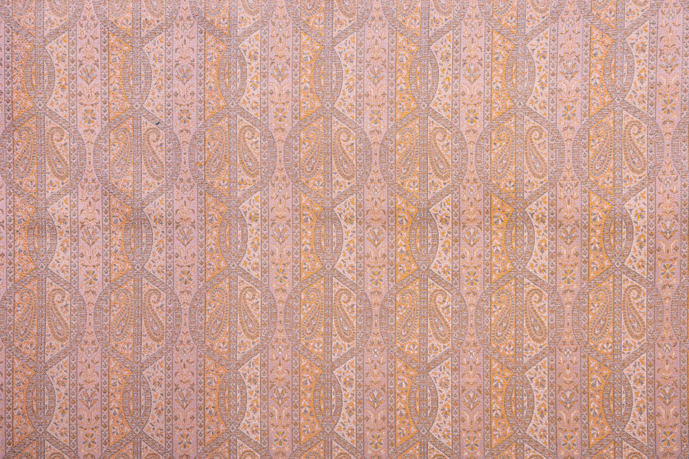 Peach Pink Handwoven Tanchoi Silk Fabric