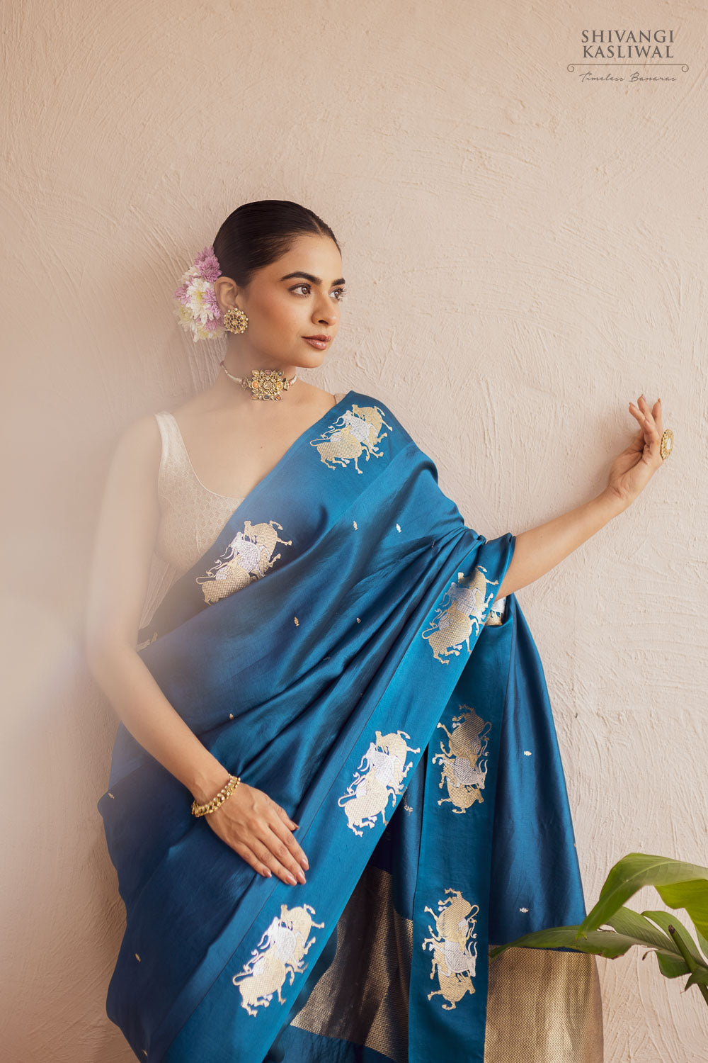 Peacock Blue Handwoven Banarasi Pure Silk Saree