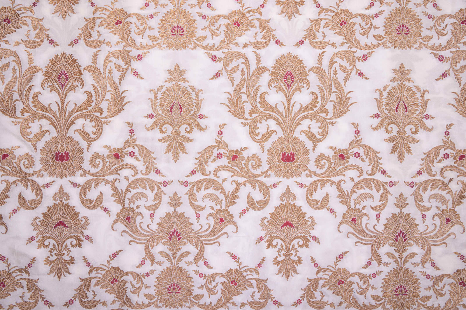 Off-White Handwoven Banarasi Silk Fabric