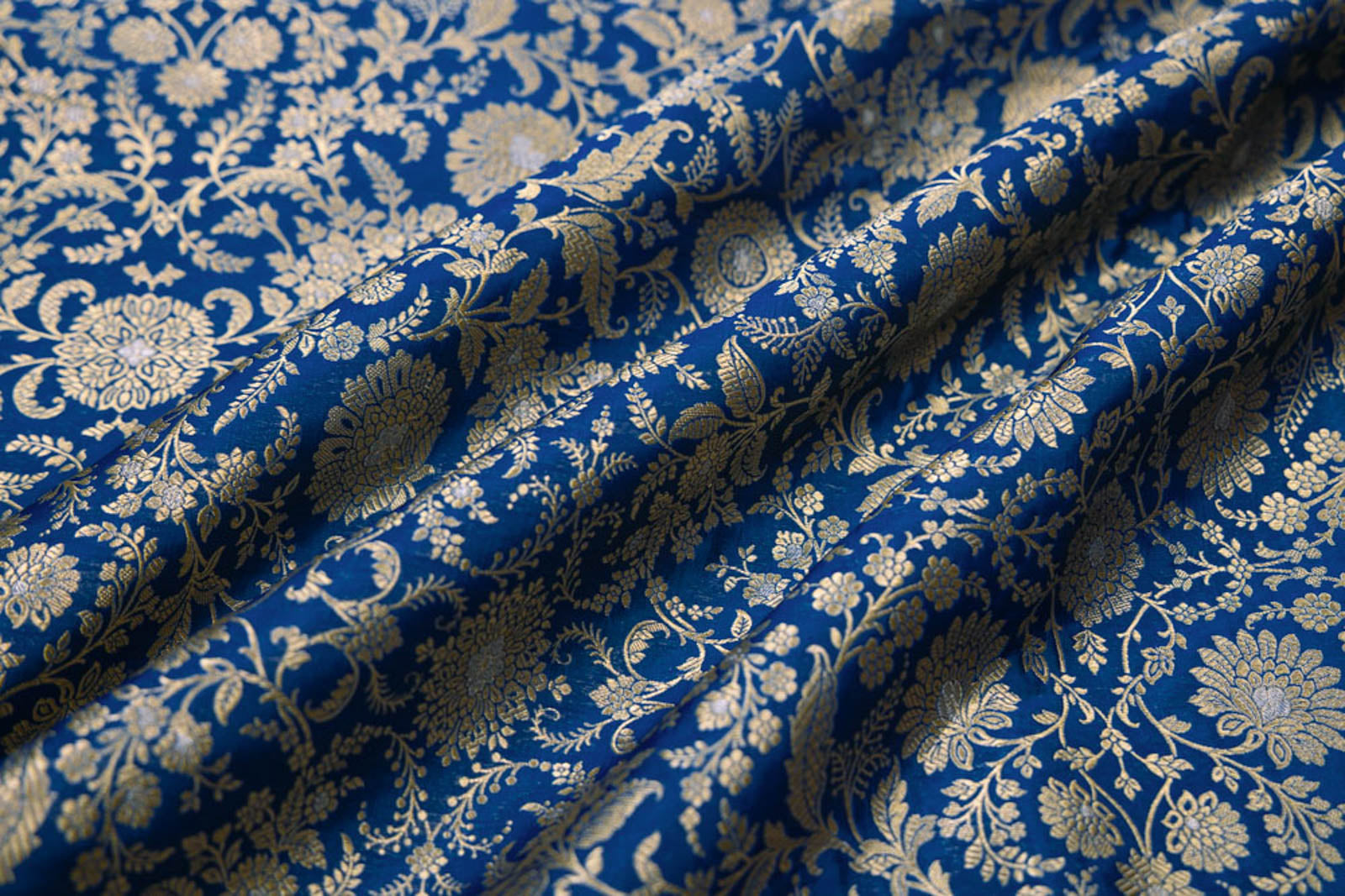 Royal Blue Handwoven Banarasi Silk Fabric