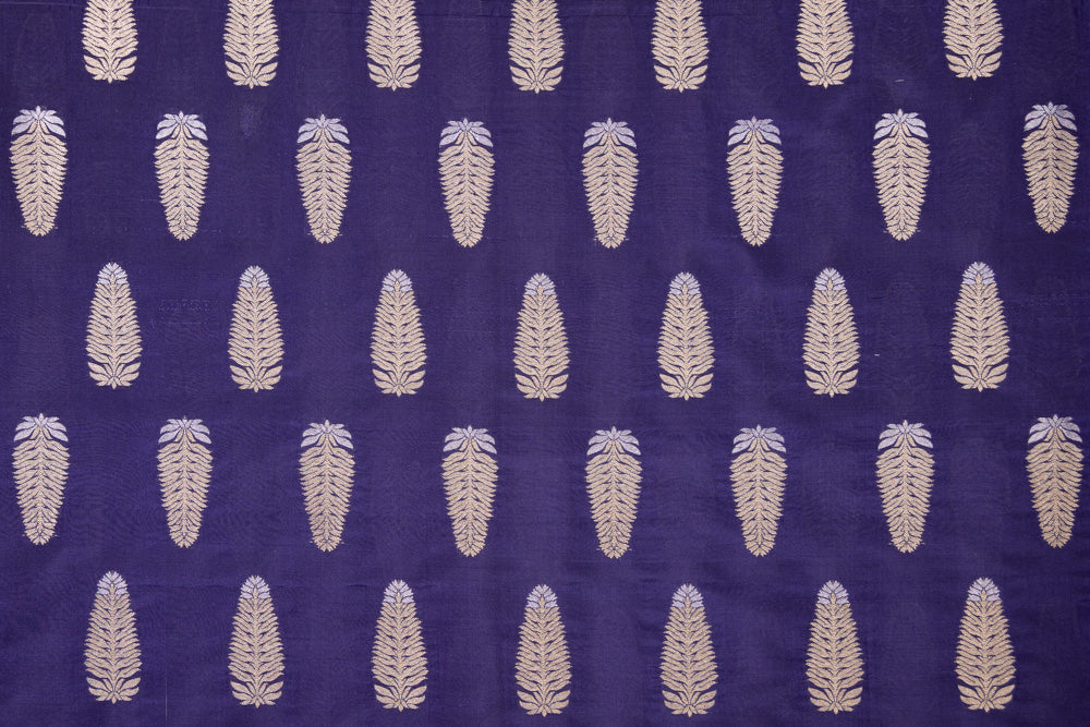 Navy Blue Handwoven Banarasi Silk Fabric