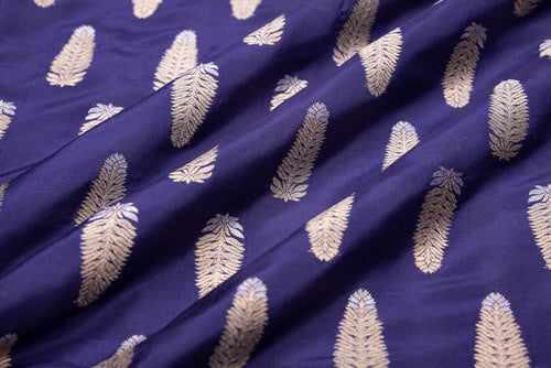 Navy Blue Handwoven Banarasi Silk Fabric
